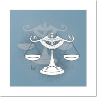 Zodiac sign Libra - Black and white lineart Posters and Art